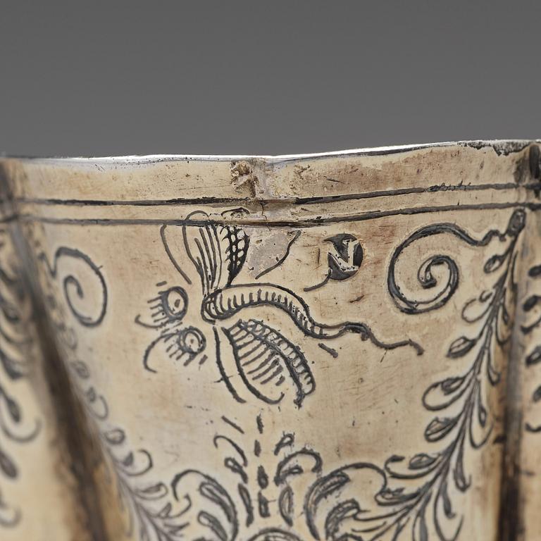 A German 17th century silver-gilt cup, mark of Jobst Planckh, Nürnberg 1609-1629.