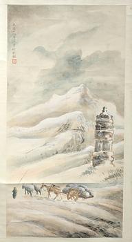 RULLMÅLNING, akvarell på papper, Kina, 1900-tal.