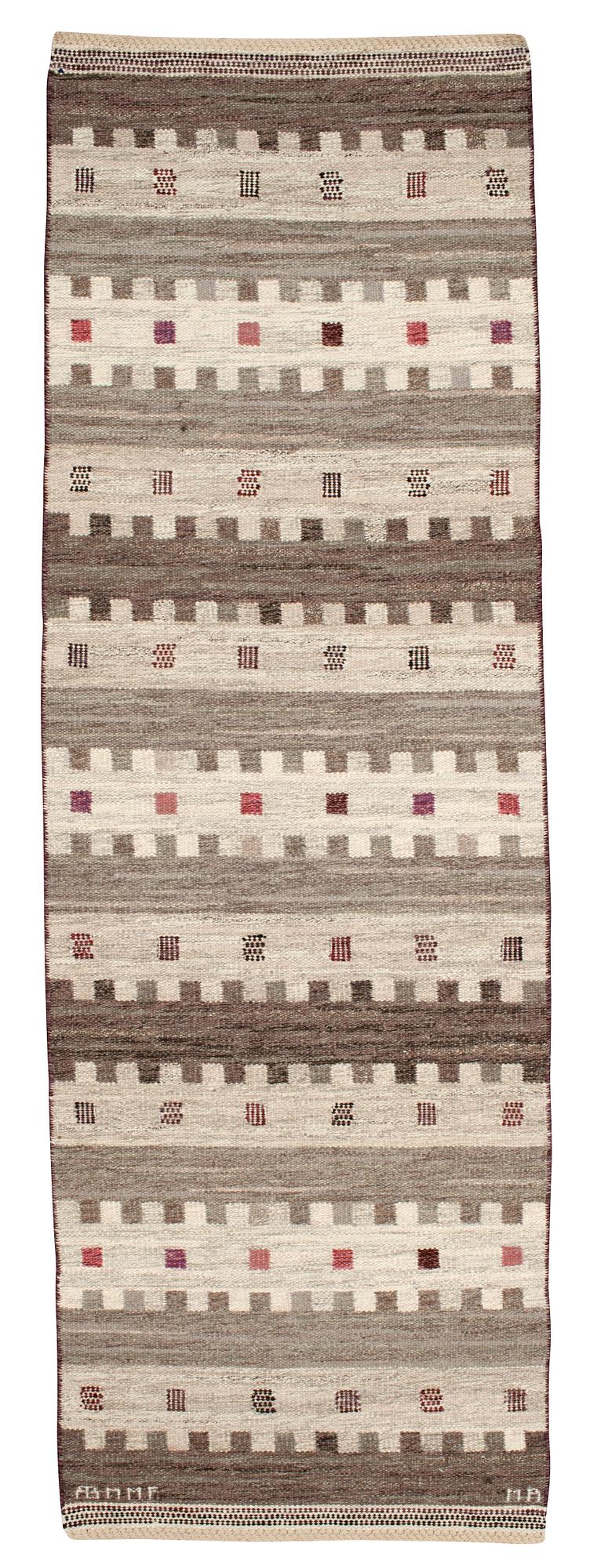 GALLERIMATTA (gångmatta). "Gråtaggen". Rölakan. 278 x 92,5 cm. Signerad AB MMF MR.