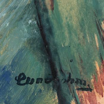 SIXTEN LUNDBOHM, olja på smörpapper, signerad.