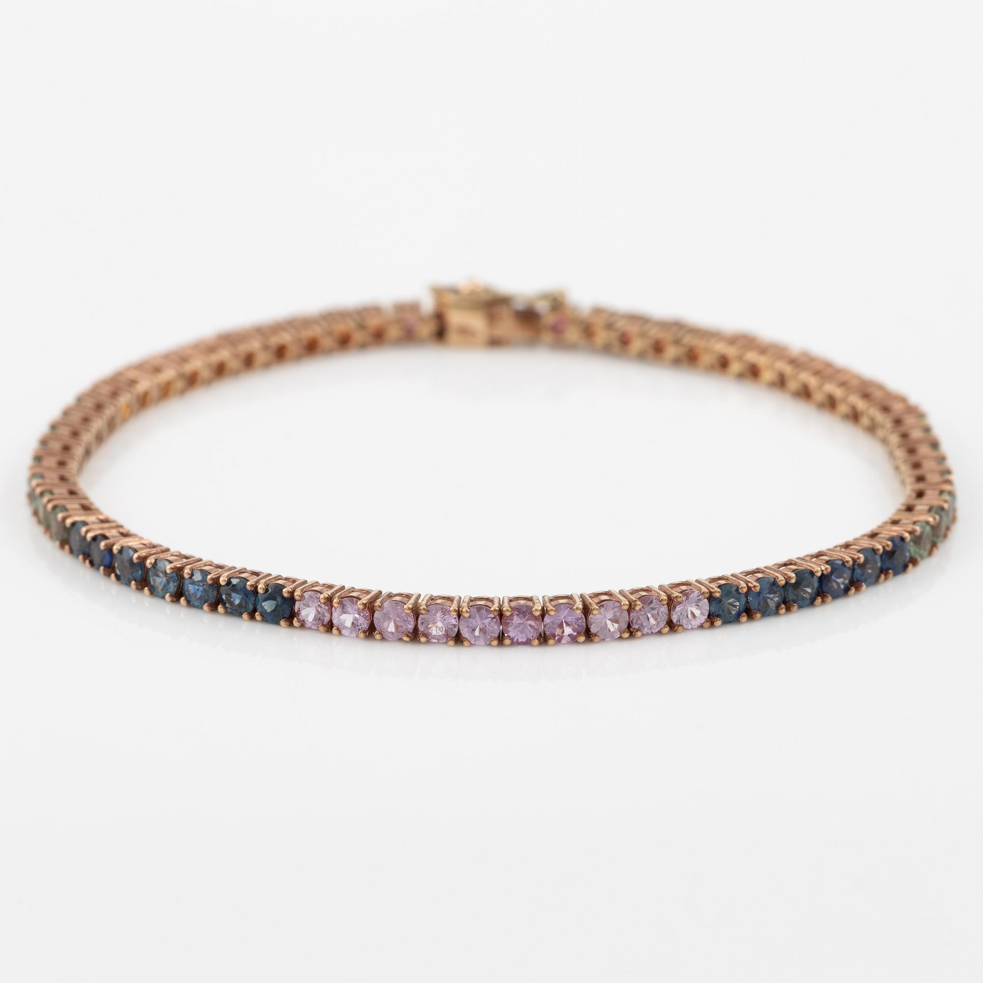 Bracelet, 18K rose gold with multi-coloured sapphires.