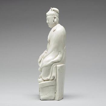 A blanc de chine figure of a Deity, Qing dynasty, 18th Century.