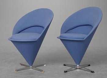 Two Verner Panton "Cone Chairs", Plus Linje A/S, Denmark.