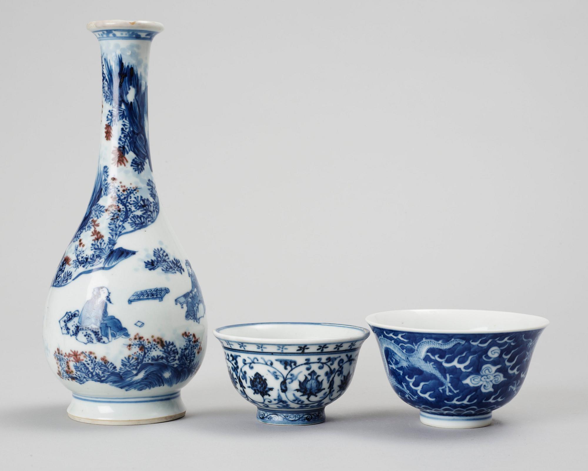 PARTI PORSLIN, 3 delar, Kina 1800/1900-tal.