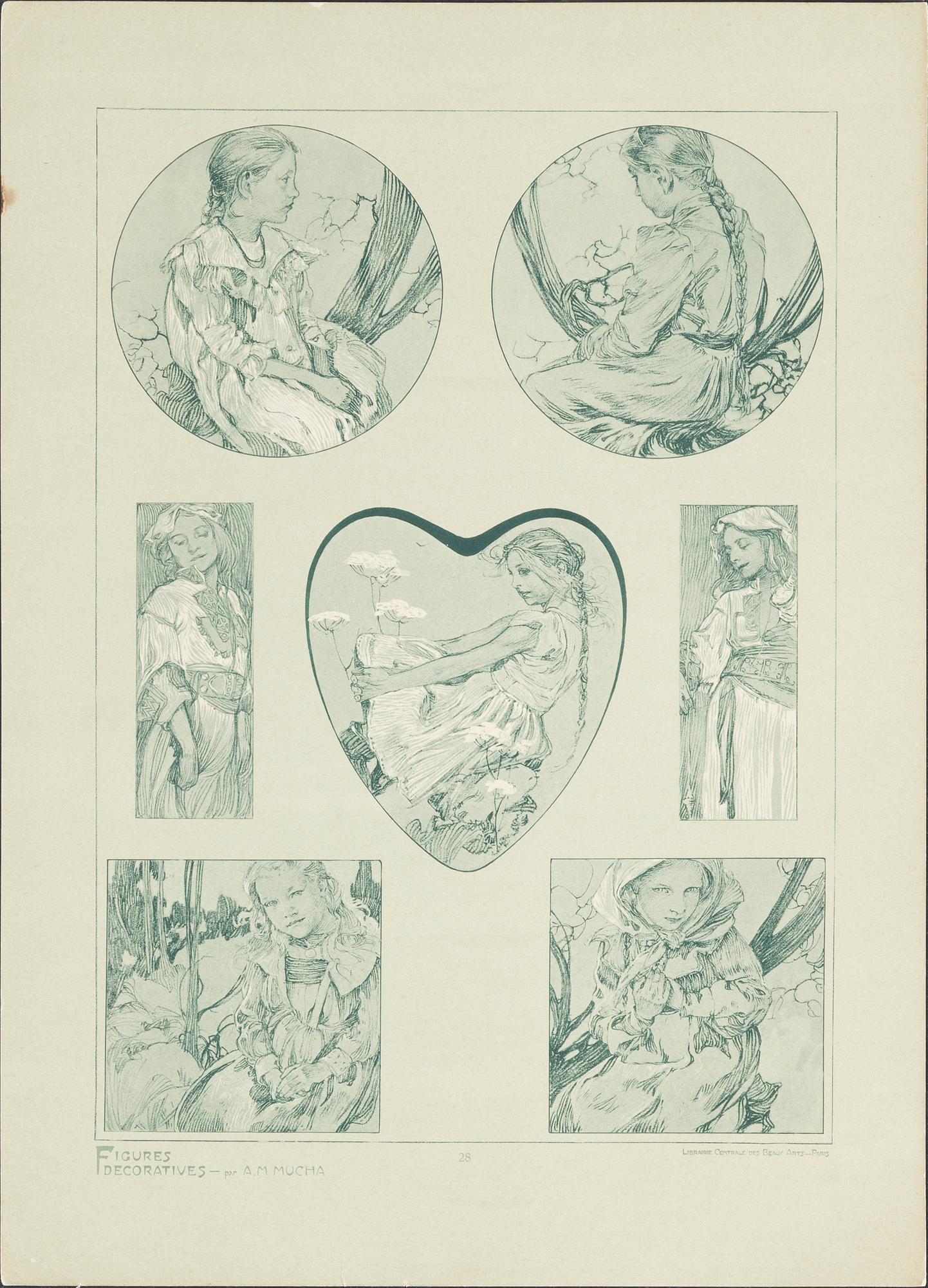 ALPHONSE MUCHA, after, 5 prints.