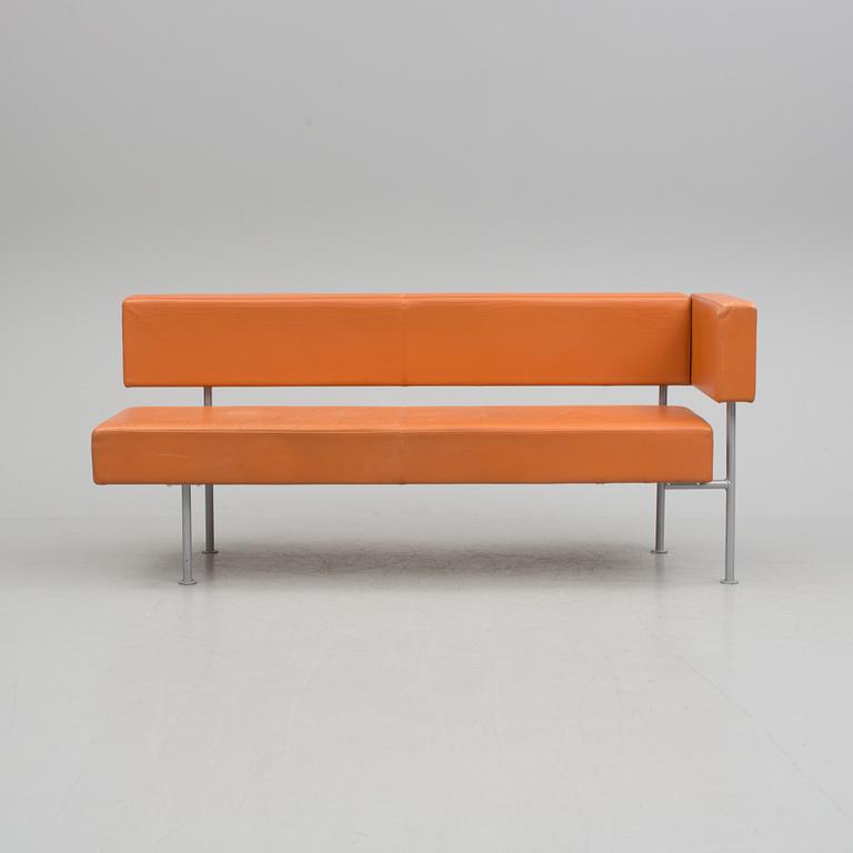 A three part leather upholstered 'Longo' sofa from Klaessons Möbler, Fjugesta.