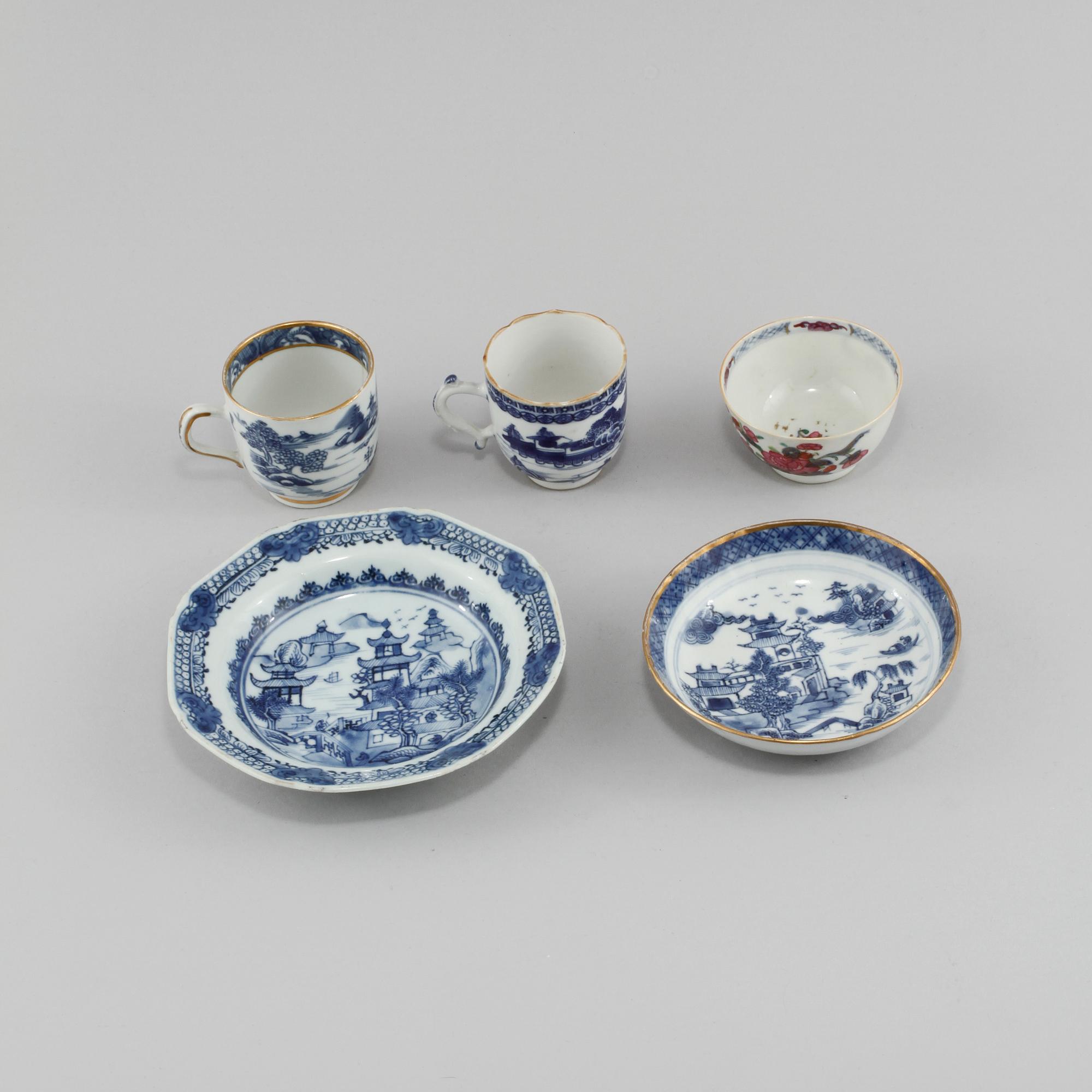 PARTI PORSLIN, 5 delar, porslin, Kina, 1700-tal.