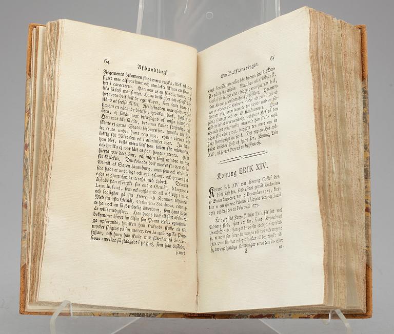 BOK, "Swenska Konungars Olycks-öden, kropps-skador, sinnes och...balsamering och begrafning..." av H. Schutzercrantz, Stockholm 1775.