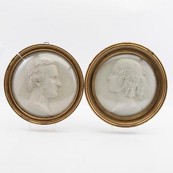 Wall reliefs, 1 pair, turn of the 19th/20th century.