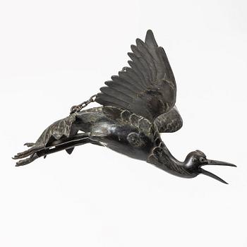 Fågel/rökelsekar, brons. Japan, Meiji (1868-1912).