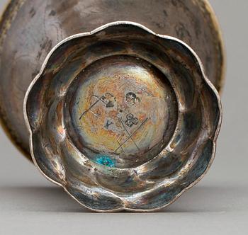 BÄGARE, silver, Christoffer Baumann, Hudiksvall 1781. Vikt ca 81 gram.