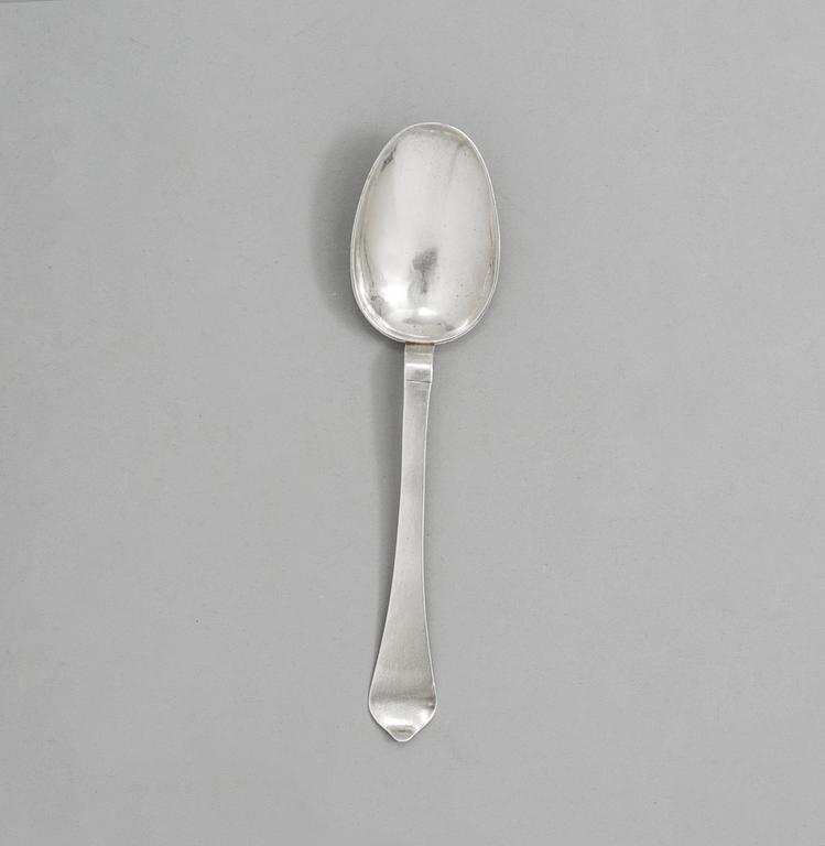 A SWEDISH SILVER SPOON, un identified makers mark, Stockholm 1707.