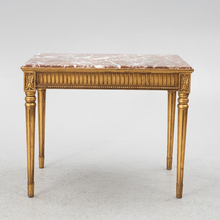 Soffa, 2 karmstolar, bord, gustaviansk stil, 1900-tal.