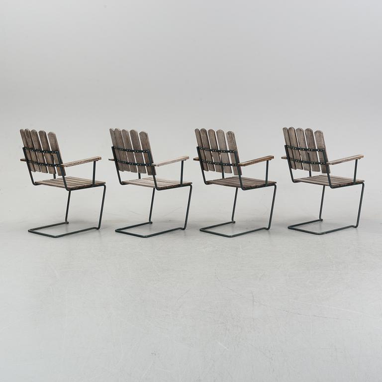 Artur Lindqvist, four garden 'A2' armchairs, Grythyttan, late 20th Century.