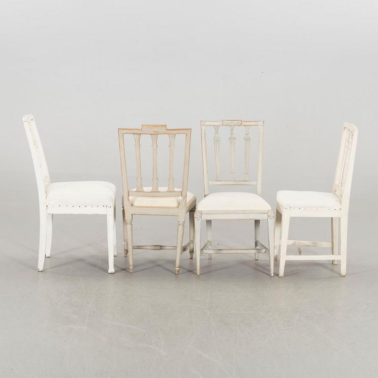 A SET OF 5 SLIGHTLY DIFFERENT LATE GUSTAVIAN SWEDISH CHAIRS, around the year 1800.