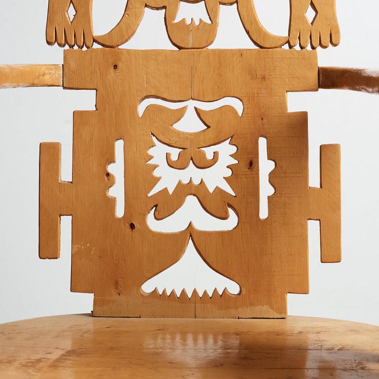 Roberto Matta, a sculptured wooden "Tarquinia" chair, Italy, 1970's.