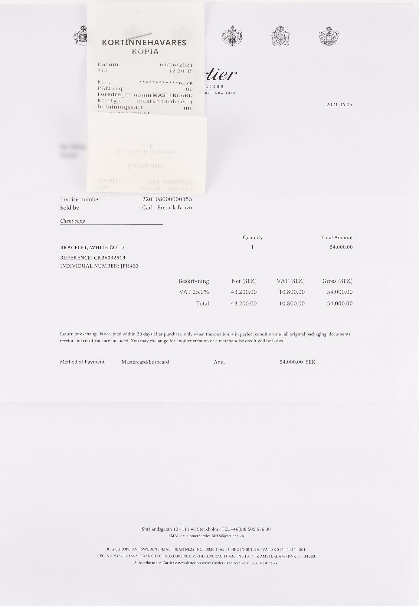 Cartier bracelet 18K white gold "Love".