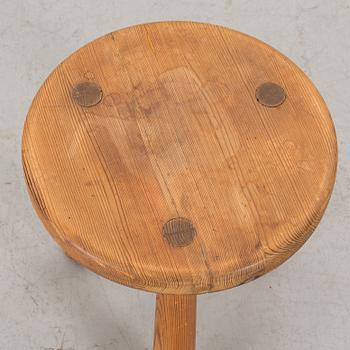 Axel Einar Hjorth, a stained pine 'Utö' stool, Nordiska Kompaniet, Sweden, 1930's.