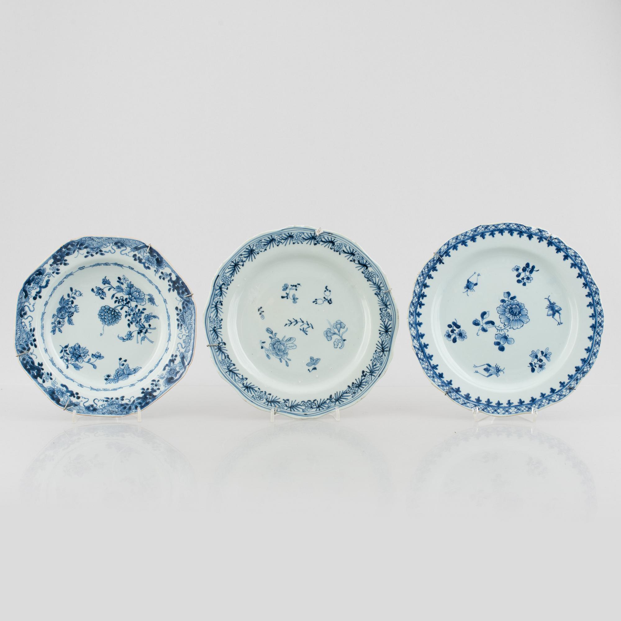 Parti porslin, 10 delar, kompaniporslin, Kina, Qingdynastin 1700-tal samt Jiaqing (1796-1822).