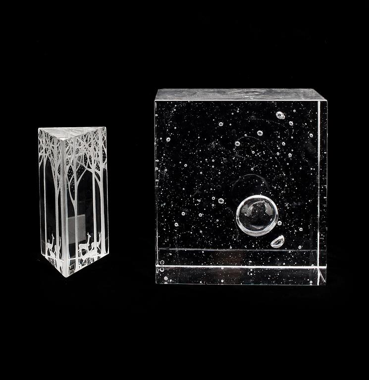 OBJEKT, 2 st. Glas, Orrefors, Sven Palmqvist resp Kosta.