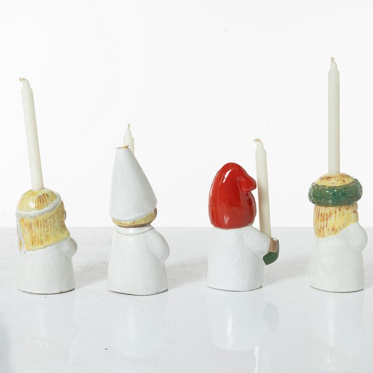 Lisa Larson, figurines/candle holders, 4 pcs, "Advent", stoneware, Gustavsberg.