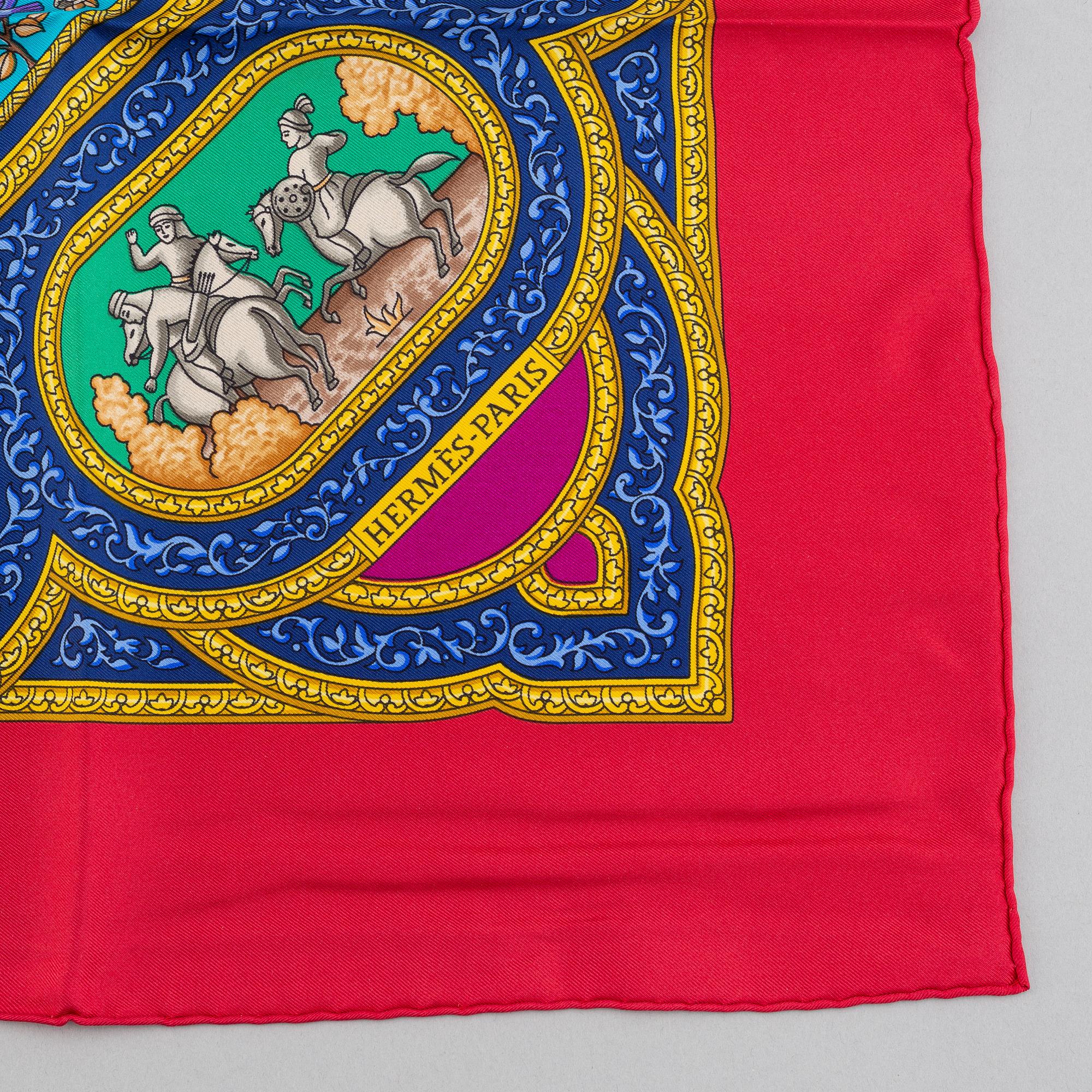 Hermès, a 'Qalamdan' silk scarf.