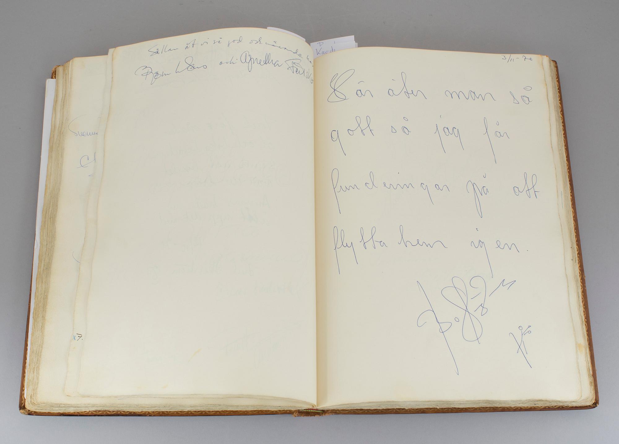 GÄSTBOK MED KÄNDISAUTOGRAFER, Kockska Krogen i Malmö, 1968-92.