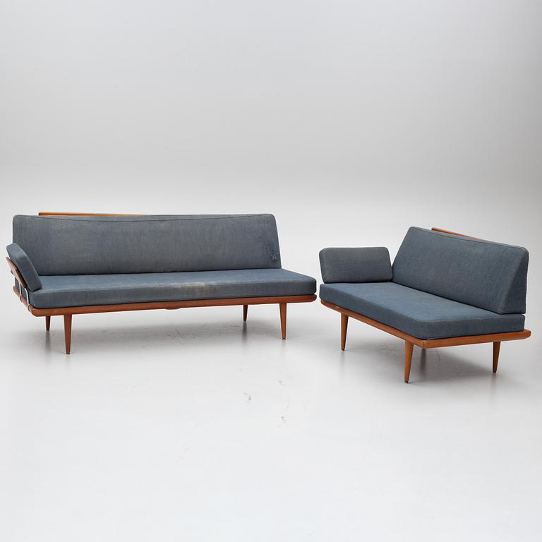 Peter Hvidt & Orla Mølgaard Nielsen, a corner sofa with table, three pieces, 'Minerva', France & Daverkosen, Denmark, 1950s/1960s.