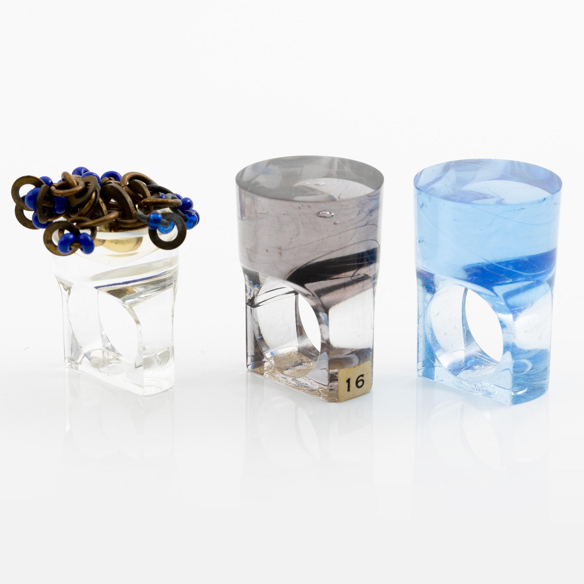 Siv Lagerström, three acrylic rings, 1970s.