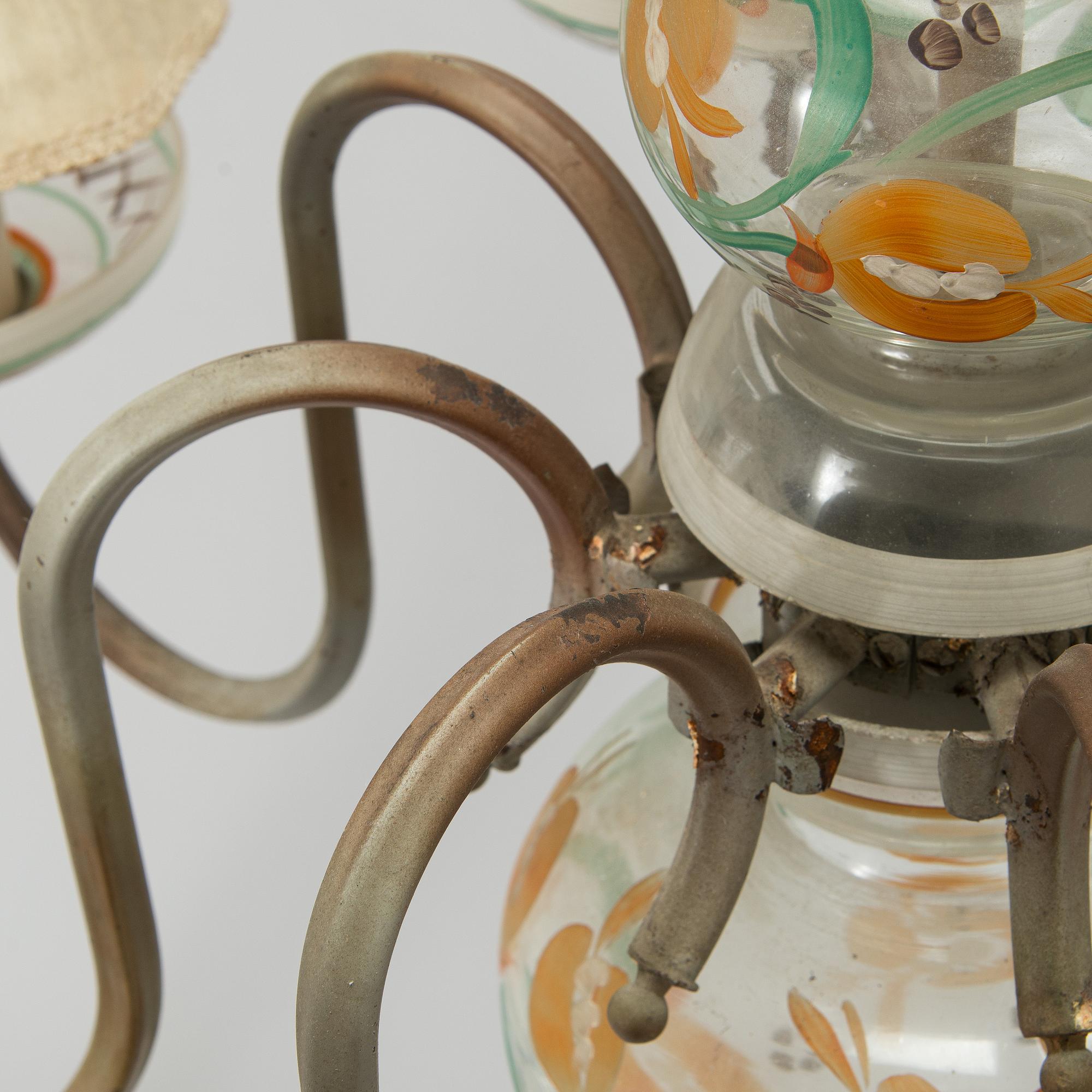 Paavo Tynell, A 1940s '1752/8' chandelier, for Taito and Kauklahden Lasitehdas. Finland.