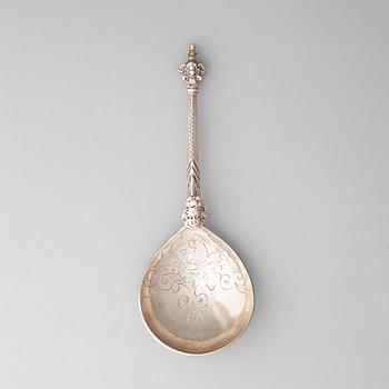 A Swedish 17th century silver spoon, unmarked.