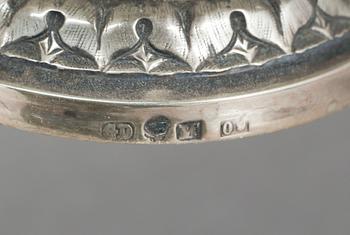 KAFFESERVIS, 3 delar, silver, Gustav Dahlgren, Malmö, 1871. Total vikt ca 990 gram.