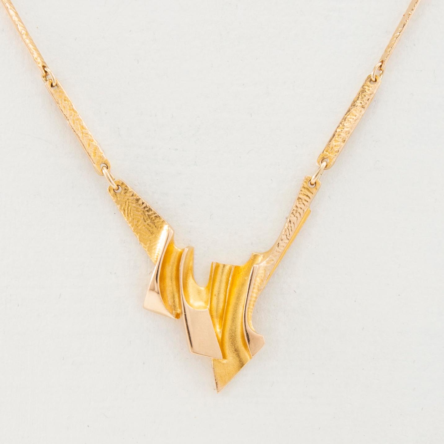 Zoltan Popovits, Necklace "Valeriana" 14K gold, Lapponia Finland 1993.