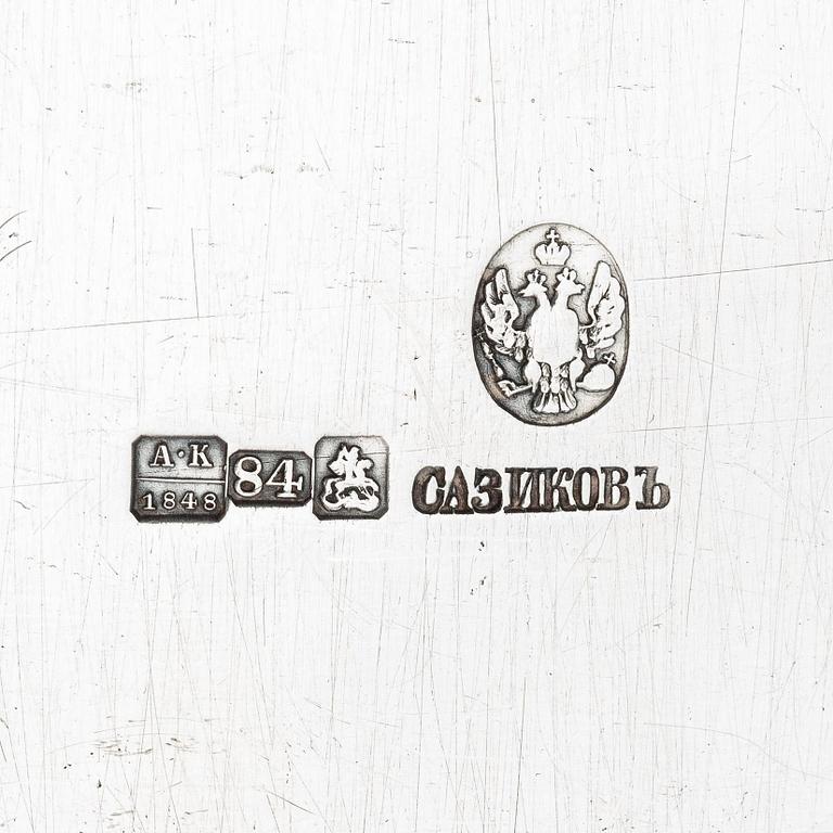Sasikov, karott med lock, silver, kontrollör Andrei Kovalsky, Moskva 1848.