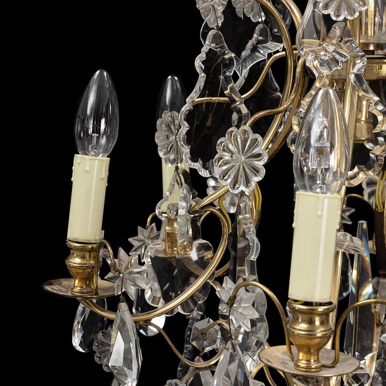 A Rococo style chandelier, mid 20th Century.