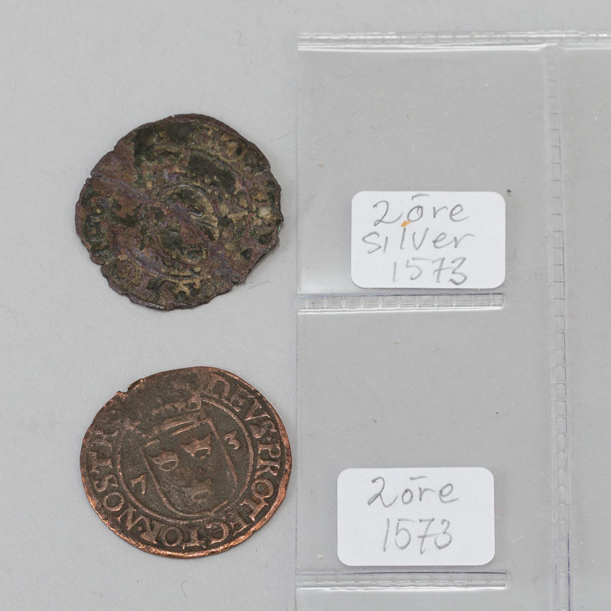 SAMLING MYNT, 40 stycken, Sverige, 15-1700-tal.