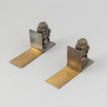 A pair of brass book ends, Stjärnmetall, 1930's.