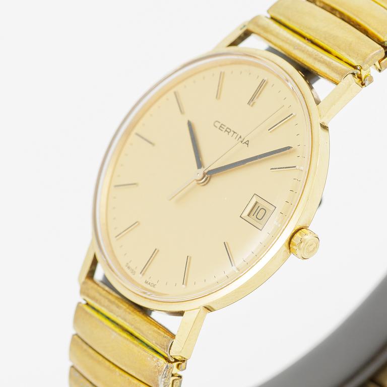 Certina, 18K gold, wristwatch, 33.5 mm.