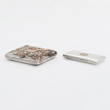 Two silver cigarette cases,  Turku 1917 and 1925.