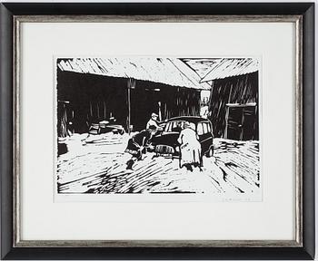 Lars Lerin · LARS LERIN, träsnitt, provtryck, sign o dat -77.