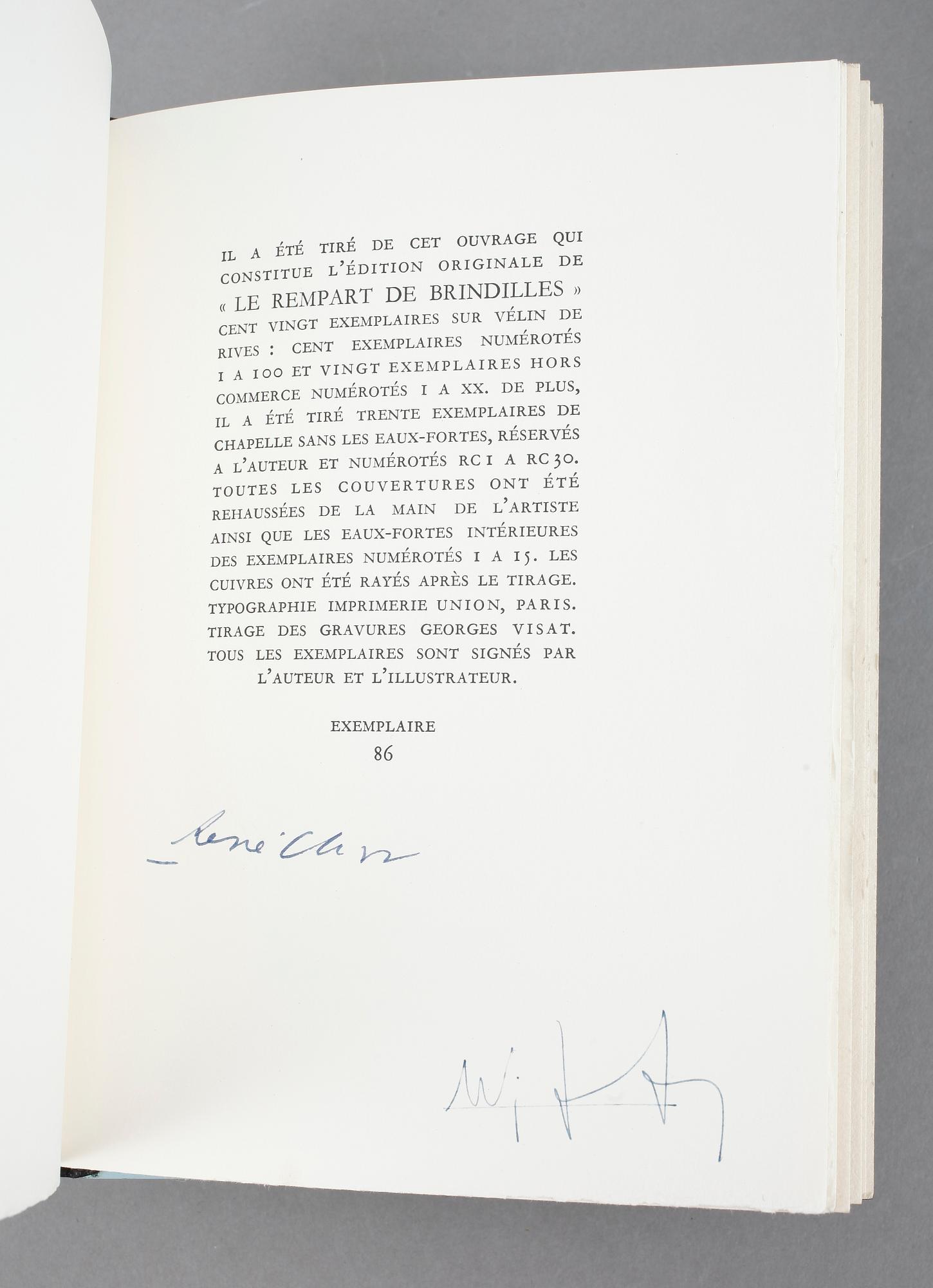 WIFREDO LAM, Le rempart de brindilles, av René Char, signerad, numrerad 86/100, Louis Broder, Paris 1953.