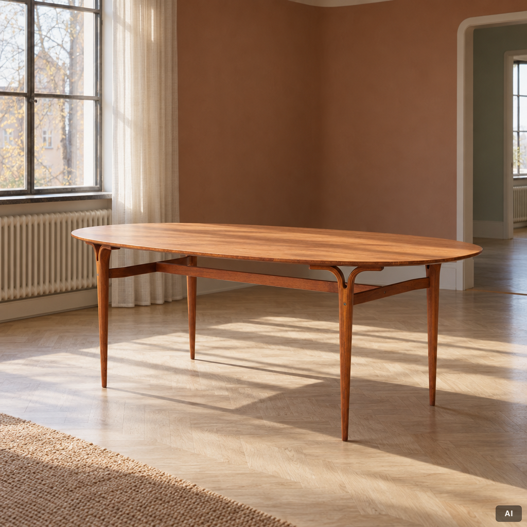 Bruno Mathsson & Piet Hein, dining table, “Superellipse”, Bruno Mathsson International, Sweden.