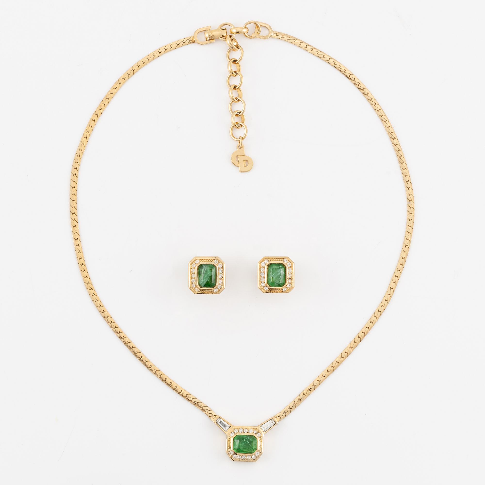 Christian Dior, collier och örhängen, ett par, vintage.