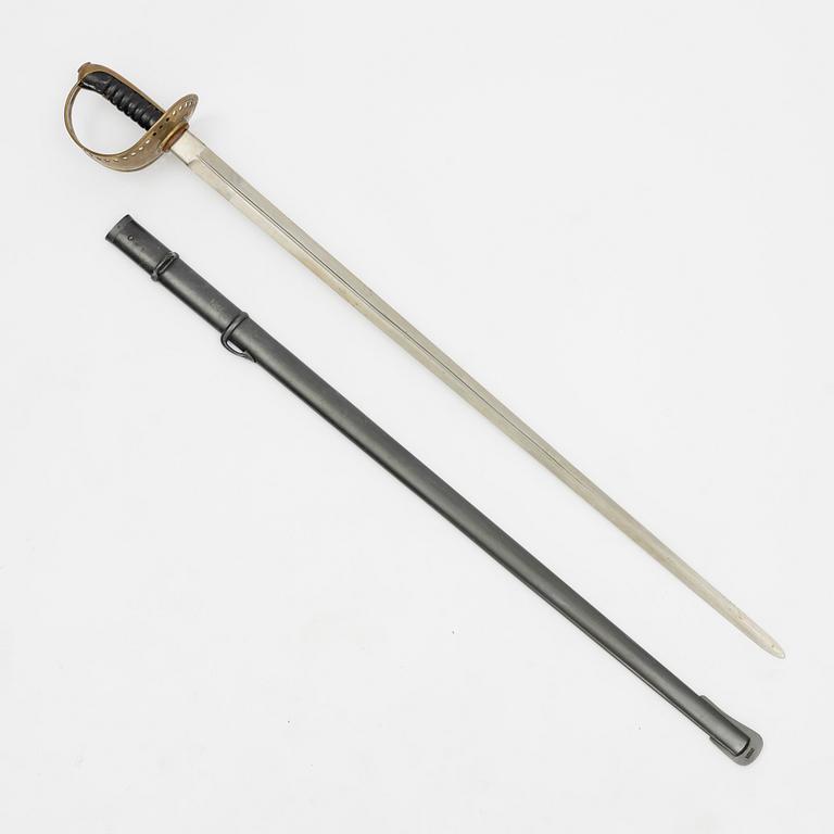 A Swedish cavalry sword, 1893 pattern, with scabbard.