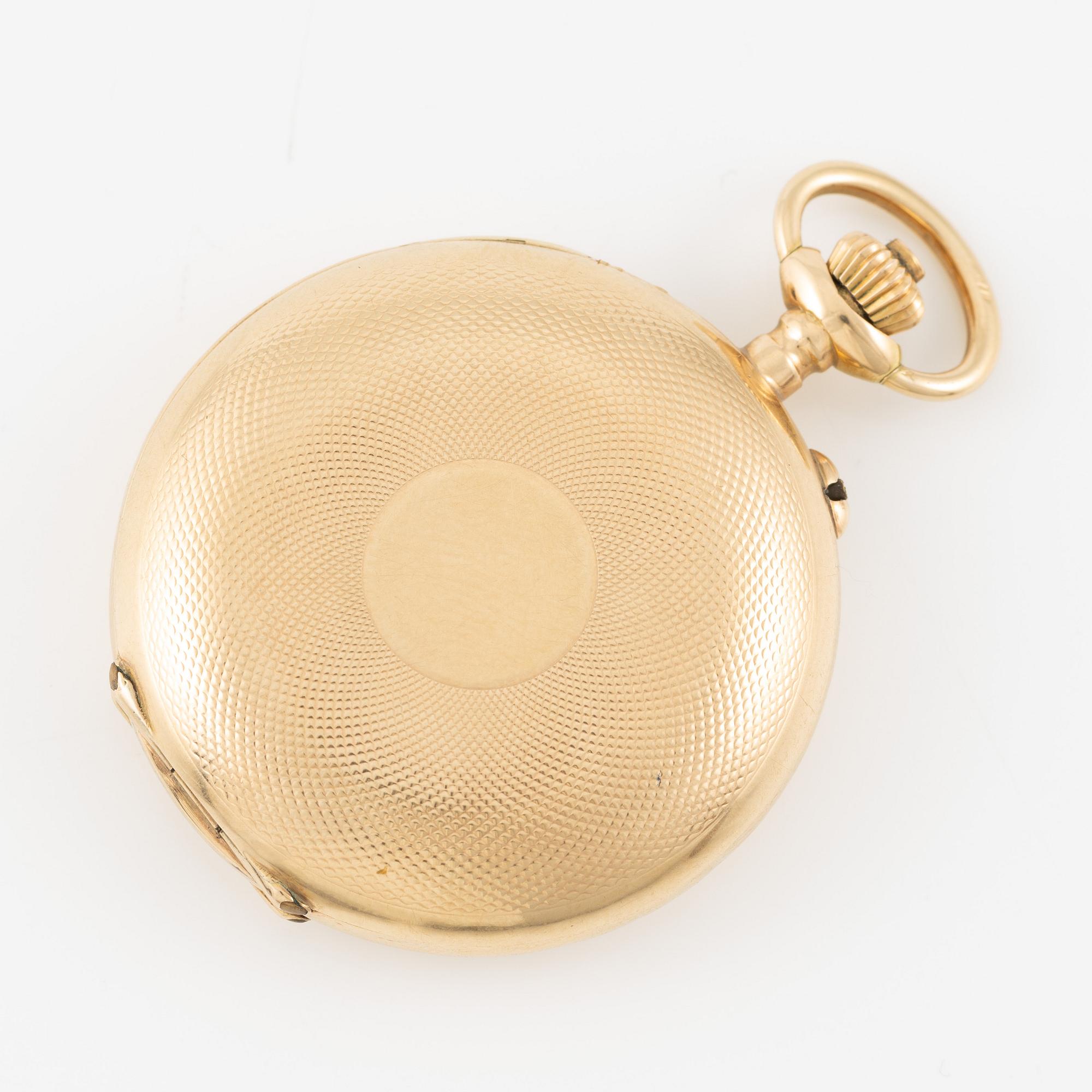 Pocket watch, 14K gold, hunter, 34 mm.