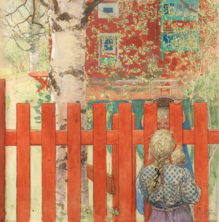 Carl Larsson, "Staketet / Vid staketet" (The Fence / By the Fence).