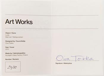 OIVA TOIKKA, a 'Luola' (Cave) glass sculpture signed Oiva Toikka Iittala 2010 24/50.