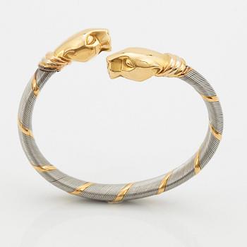 A Cartier "Panthère" bracelet in steel and 18K gold.