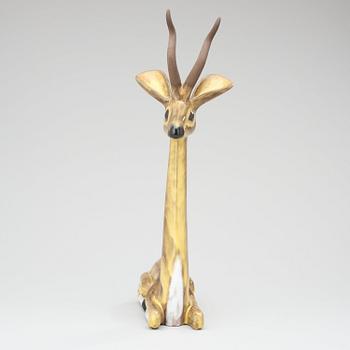 A Vicke Lindstrand stoneware figure of a gazelle, Upsala-Ekeby, 1948-60.