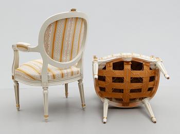 SALONGSMÖBEL, 8 delar, gustaviansk stil, 1900-talets mitt.